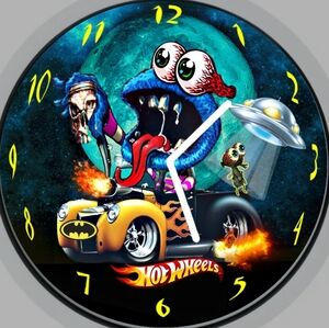 Hot Wheels Retro Cooky Monster Car Wall Clock - Blue & Yellow Seseme Street